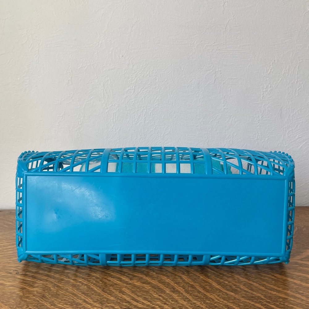 1970s Jelly Basket Bag • Beach Bag • Shopping Tote • Plastic Basket Bag - Picture 5 of 6